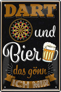 4252024215151 Schilderstore24 Schilderstore24 Blechschilder sind perfekt als Geschenk zu Weihnachten, Geburtstage, Feiern, Partys, Grillabende, Namenstag, Feiertag, Mädelsabend, Hochzeit. Jederzeit stilvoll im Wohnzimmer, Partykeller, Garage, Praxis, Büro, Café, Hauseingang Dart Kneipe Hobby Dartscheibe Pfeil dartgame freizeit sport aktivitäten	 ''Dart und Bier Das gönn ich mir (schwarz)''		20x30cm