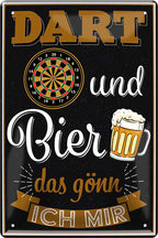 4252024215151 Schilderstore24 Schilderstore24 Blechschilder sind perfekt als Geschenk zu Weihnachten, Geburtstage, Feiern, Partys, Grillabende, Namenstag, Feiertag, Mädelsabend, Hochzeit. Jederzeit stilvoll im Wohnzimmer, Partykeller, Garage, Praxis, Büro, Café, Hauseingang Dart Kneipe Hobby Dartscheibe Pfeil dartgame freizeit sport aktivitäten	 ''Dart und Bier Das gönn ich mir (schwarz)''		20x30cm