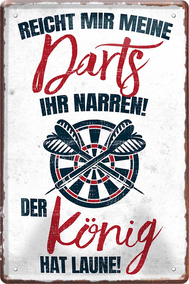 4252024215168 Schilderstore24 Schilderstore24 Blechschilder sind perfekt als Geschenk zu Weihnachten, Geburtstage, Feiern, Partys, Grillabende, Namenstag, Feiertag, Mädelsabend, Hochzeit. Jederzeit stilvoll im Wohnzimmer, Partykeller, Garage, Praxis, Büro, Café, Hauseingang Dart Kneipe Hobby Dartscheibe Pfeil dartgame freizeit sport aktivitäten	 ''Darts König''		20x30cm