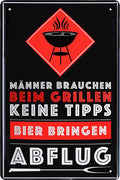 4252024215694 Schilderstore24 Schilderstore24 Blechschilder sind perfekt als Geschenk zu Weihnachten, Geburtstage, Feiern, Partys, Grillabende, Namenstag, Feiertag, Mädelsabend, Hochzeit. Jederzeit stilvoll im Wohnzimmer, Partykeller, Garage, Praxis, Büro, Café, Hauseingang Lebensmittel Kaffee Kuchen Tee Grill crepes teigware süßigkeit essen grill wurst	 ''Männer brauchen beim Grillen keine Tipps''		20x30cm