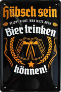 4252024213874 Schilderstore24 	Schilderstore24 Blechschilder sind perfekt als Geschenk zu Weihnachten, Geburtstage, Feiern, Partys, Grillabende, Namenstag, Feiertag, Mädelsabend, Hochzeit. Jederzeit stilvoll im Wohnzimmer, Partykeller, Garage, Praxis, Büro, Café, Hauseingang Alkohol Kasten Bier Saufen Getränk Bier Alkohol schaumkrone promille hopfen ''Hübsch sein reicht nicht, Bier trinken können''		20x30cm