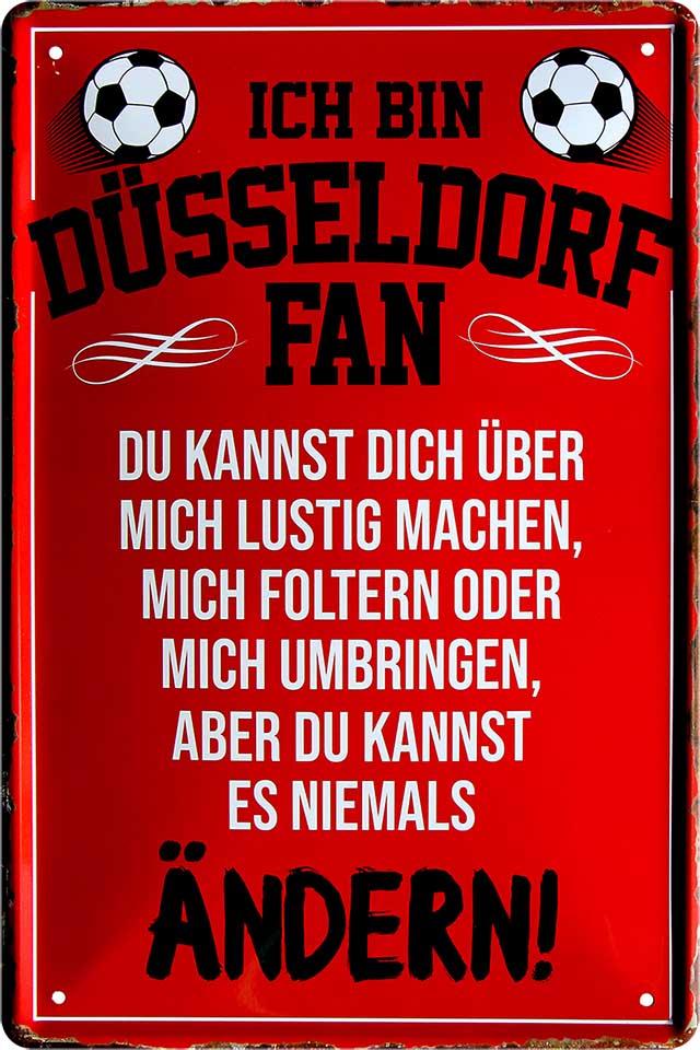 4252024216271 Schilderstore24 Schilderstore24 Blechschilder sind perfekt als Geschenk zu Weihnachten, Geburtstage, Feiern, Partys, Grillabende, Namenstag, Feiertag, Mädelsabend, Hochzeit. Jederzeit stilvoll im Wohnzimmer, Partykeller, Garage, Praxis, Büro, Café, Hauseingang Fußball Mannschaft Verein Bolzen Ball sport liga kicken stadion freizeit	 ''Düsseldorf Fan ´19''		20x30cm