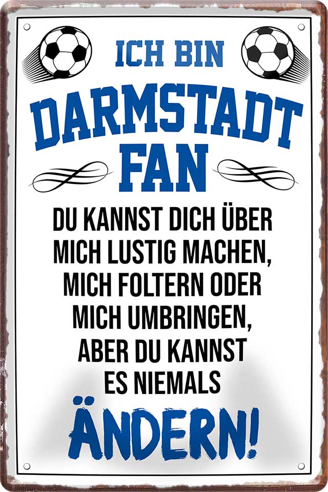 4252024216240 Schilderstore24 Schilderstore24 Blechschilder sind perfekt als Geschenk zu Weihnachten, Geburtstage, Feiern, Partys, Grillabende, Namenstag, Feiertag, Mädelsabend, Hochzeit. Jederzeit stilvoll im Wohnzimmer, Partykeller, Garage, Praxis, Büro, Café, Hauseingang Fußball Mannschaft Verein Bolzen Ball sport liga kicken stadion freizeit	 ''Darmstadt Fan ´19''		20x30cm
