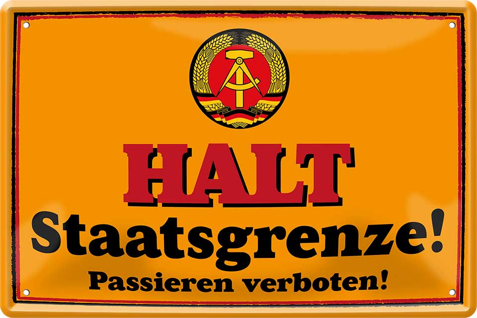 4252024219975 Schilderstore24 Schilderstore24 Blechschilder sind perfekt als Geschenk zu Weihnachten, Geburtstage, Feiern, Partys, Grillabende, Namenstag, Feiertag, Mädelsabend, Hochzeit. Jederzeit stilvoll im Wohnzimmer, Partykeller, Garage, Praxis, Büro, Café, Hauseingang Sarkasmus Ironie Funny Schwarzer Humor faul dumm fun rente lästern teufel	 ''HALT Staatsgrenze''		20x30cm