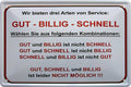 4252024220162 Schilderstore24 	Schilderstore24 Blechschilder sind perfekt als Geschenk zu Weihnachten, Geburtstage, Feiern, Partys, Grillabende, Namenstag, Feiertag, Mädelsabend, Hochzeit. Jederzeit stilvoll im Wohnzimmer, Partykeller, Garage, Praxis, Büro, Café, Hauseingang Büro Chef Angestellter Arbeit Job Arbeitsplatz Alltag Beruf Ausbildung ''Wir bieten drei Arten von Service GUT BILLIG SCHNELL''		20x30cm