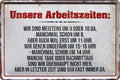 4252024220155 Schilderstore24 Schilderstore24 Blechschilder sind perfekt als Geschenk zu Weihnachten, Geburtstage, Feiern, Partys, Grillabende, Namenstag, Feiertag, Mädelsabend, Hochzeit. Jederzeit stilvoll im Wohnzimmer, Partykeller, Garage, Praxis, Büro, Café, Hauseingang Büro Chef Angestellter Arbeit Job Arbeitsplatz Alltag Beruf Ausbildung	 ''Unsere Arbeitszeiten meistens von 9 oder 10 da''		20x30cm