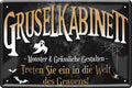 4252024220810 Schilderstore24 	Schilderstore24 Blechschilder sind perfekt als Geschenk zu Weihnachten, Geburtstage, Feiern, Partys, Grillabende, Namenstag, Feiertag, Mädelsabend, Hochzeit. Jederzeit stilvoll im Wohnzimmer, Partykeller, Garage, Praxis, Büro, Café, Hauseingang Halloween Gespenst Monster Mörder Grusel angst knochen skellet spinnen kultur ''Gruselkabinett (Gespenst)''		20x30cm