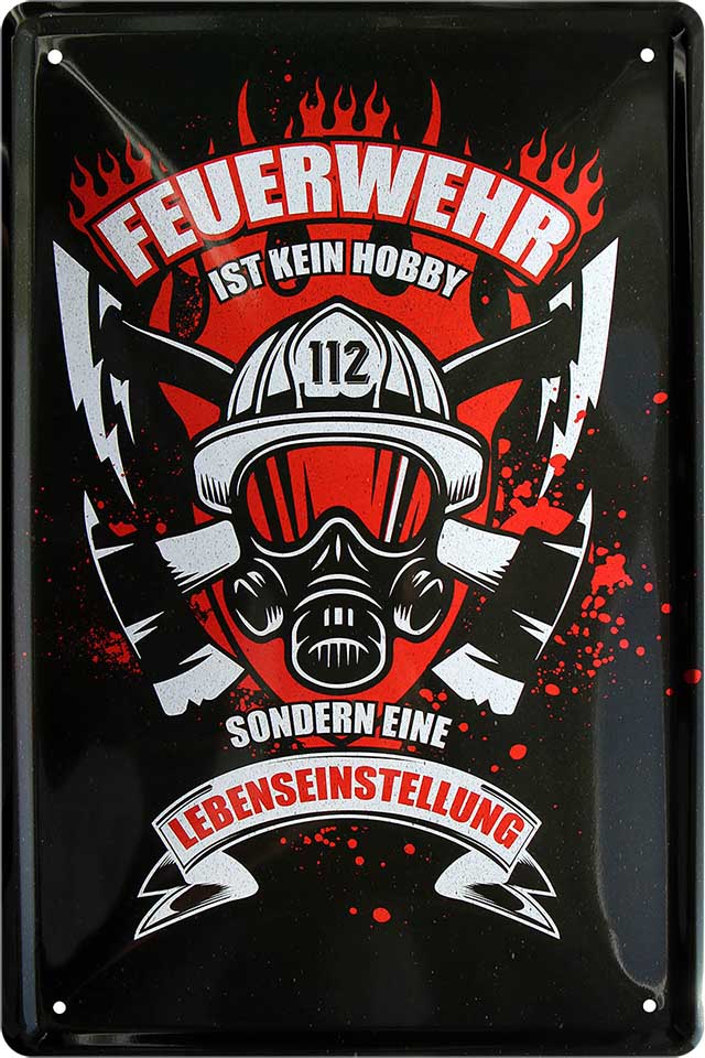 4252024220735 Schilderstore24 Schilderstore24 Blechschilder sind perfekt als Geschenk zu Weihnachten, Geburtstage, Feiern, Partys, Grillabende, Namenstag, Feiertag, Mädelsabend, Hochzeit. Jederzeit stilvoll im Wohnzimmer, Partykeller, Garage, Praxis, Büro, Café, Hauseingang Feuerwehr Feuer Brand Schutz Rettung freiwillige Alarm rettungsdienst hilfe feuer	 ''Feuerwehr ist kein Hobby''		20x30cm