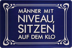 4252024219753 Schilderstore24 Schilderstore24 Blechschilder sind perfekt als Geschenk zu Weihnachten, Geburtstage, Feiern, Partys, Grillabende, Namenstag, Feiertag, Mädelsabend, Hochzeit. Jederzeit stilvoll im Wohnzimmer, Partykeller, Garage, Praxis, Büro, Café, Hauseingang Sarkasmus Ironie Funny Schwarzer Humor faul dumm fun rente lästern teufel	 ''Männer mit Niveau, sitzen auf dem Klo''		20x30cm
