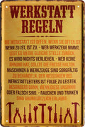 4252024220544 Schilderstore24 Schilderstore24 Blechschilder sind perfekt als Geschenk zu Weihnachten, Geburtstage, Feiern, Partys, Grillabende, Namenstag, Feiertag, Mädelsabend, Hochzeit. Jederzeit stilvoll im Wohnzimmer, Partykeller, Garage, Praxis, Büro, Café, Hauseingang Mechaniker Auto Motorrad Werkstatt auto werkstatt tüfteln schrauber	 ''Werkstatt Regeln''		20x30cm
