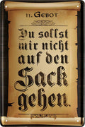 4252024219487 Schilderstore24 	Schilderstore24 Blechschilder sind perfekt als Geschenk zu Weihnachten, Geburtstage, Feiern, Partys, Grillabende, Namenstag, Feiertag, Mädelsabend, Hochzeit. Jederzeit stilvoll im Wohnzimmer, Partykeller, Garage, Praxis, Büro, Café, Hauseingang Sarkasmus Ironie Funny Schwarzer Humor faul dumm fun rente lästern teufel ''11. Gebot Du sollst nicht auf den Sack gehen''		20x30cm