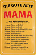 4252024220988 Schilderstore24 Schilderstore24 Blechschilder sind perfekt als Geschenk zu Weihnachten, Geburtstage, Feiern, Partys, Grillabende, Namenstag, Feiertag, Mädelsabend, Hochzeit. Jederzeit stilvoll im Wohnzimmer, Partykeller, Garage, Praxis, Büro, Café, Hauseingang Familie Zuhause Eltern Geschwister oma opa familie mama papa geschwister	 ''Die gute alte Mama.. Wie Kinder denken''		20x30cm