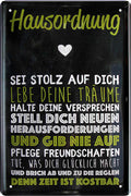 4252024220865 Schilderstore24 Schilderstore24 Blechschilder sind perfekt als Geschenk zu Weihnachten, Geburtstage, Feiern, Partys, Grillabende, Namenstag, Feiertag, Mädelsabend, Hochzeit. Jederzeit stilvoll im Wohnzimmer, Partykeller, Garage, Praxis, Büro, Café, Hauseingang Küche Haushalt Willkommen Eigenheim heim essen haus kochen herzlich Zuhause putzen	 ''Hausordnung. Sei stolz auf dich''		20x30cm