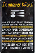 4252024220889 Schilderstore24 Schilderstore24 Blechschilder sind perfekt als Geschenk zu Weihnachten, Geburtstage, Feiern, Partys, Grillabende, Namenstag, Feiertag, Mädelsabend, Hochzeit. Jederzeit stilvoll im Wohnzimmer, Partykeller, Garage, Praxis, Büro, Café, Hauseingang Küche Haushalt Willkommen Eigenheim heim essen haus kochen herzlich Zuhause putzen	 ''In unserer Küche ess wir so oft es geht gemeinsam''		20x30cm