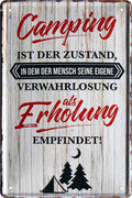 4252024206302 Schilderstore24 Schilderstore24 Blechschilder sind perfekt als Geschenk zu Weihnachten, Geburtstage, Feiern, Partys, Grillabende, Namenstag, Feiertag, Mädelsabend, Hochzeit. Jederzeit stilvoll im Wohnzimmer, Partykeller, Garage, Praxis, Büro, Café, Hauseingang Camping Natur Wald Freiheit wandern campen outdoor natur roadtripp	 ''Camping ist der Zustand, verwahrlosung als Erholung empfindet''		20x30cm