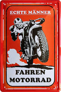 4252024220230 Schilderstore24 	Schilderstore24 Blechschilder sind perfekt als Geschenk zu Weihnachten, Geburtstage, Feiern, Partys, Grillabende, Namenstag, Feiertag, Mädelsabend, Hochzeit. Jederzeit stilvoll im Wohnzimmer, Partykeller, Garage, Praxis, Büro, Café, Hauseingang Mechaniker Auto Motorrad Werkstatt auto werkstatt tüfteln schrauber ''Echte Männer fahren Motorrad''		20x30cm