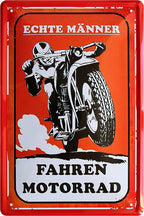 4252024220230 Schilderstore24 	Schilderstore24 Blechschilder sind perfekt als Geschenk zu Weihnachten, Geburtstage, Feiern, Partys, Grillabende, Namenstag, Feiertag, Mädelsabend, Hochzeit. Jederzeit stilvoll im Wohnzimmer, Partykeller, Garage, Praxis, Büro, Café, Hauseingang Mechaniker Auto Motorrad Werkstatt auto werkstatt tüfteln schrauber ''Echte Männer fahren Motorrad''		20x30cm