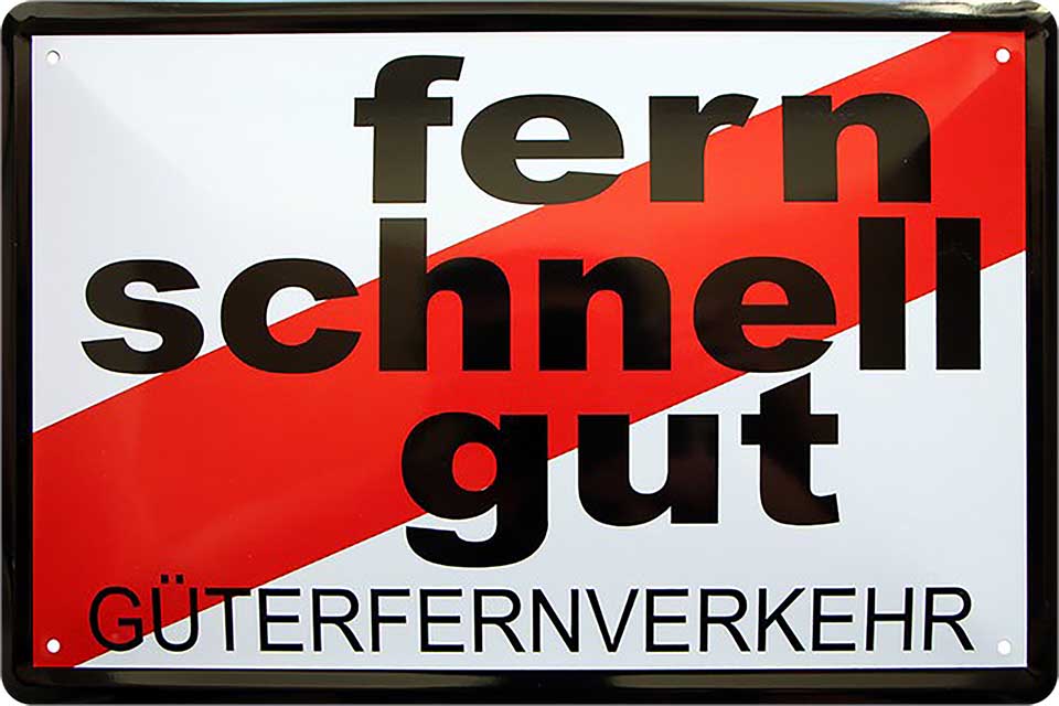 4252024221732 Schilderstore24 Schilderstore24 Blechschilder sind perfekt als Geschenk zu Weihnachten, Geburtstage, Feiern, Partys, Grillabende, Namenstag, Feiertag, Mädelsabend, Hochzeit. Jederzeit stilvoll im Wohnzimmer, Partykeller, Garage, Praxis, Büro, Café, Hauseingang Schiffe Flugzeuge Boote Lokomotiven Eisenbahn dampfer jet kriegsschiffe titanic	 ''Fern Schnell Gut. Güterfernverkehr''		20x30cm