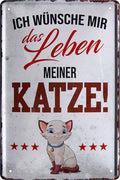 4252024218077 Schilderstore24 Schilderstore24 Blechschilder sind perfekt als Geschenk zu Weihnachten, Geburtstage, Feiern, Partys, Grillabende, Namenstag, Feiertag, Mädelsabend, Hochzeit. Jederzeit stilvoll im Wohnzimmer, Partykeller, Garage, Praxis, Büro, Café, Hauseingang Haustier Tier Freund knuddelig Zuhause Katze Hund Hamster Meerschwein haustier	 ''Ich wünsche mir das Leben meiner Katze''		20x30cm