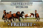 4252024218695 Schilderstore24 Schilderstore24 Blechschilder sind perfekt als Geschenk zu Weihnachten, Geburtstage, Feiern, Partys, Grillabende, Namenstag, Feiertag, Mädelsabend, Hochzeit. Jederzeit stilvoll im Wohnzimmer, Partykeller, Garage, Praxis, Büro, Café, Hauseingang Nutztier Pferd Reiten Pony Stall sattel ausreiten pferd tier landwirtschaft	 ''Artgerecht ist nur die Freiheit (Pferde)''		20x30cm
