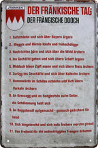 4252024216073 Schilderstore24 	Schilderstore24 Blechschilder sind perfekt als Geschenk zu Weihnachten, Geburtstage, Feiern, Partys, Grillabende, Namenstag, Feiertag, Mädelsabend, Hochzeit. Jederzeit stilvoll im Wohnzimmer, Partykeller, Garage, Praxis, Büro, Café, Hauseingang Gesetze Gewohnheiten Regeln Lebensstil verordnung statut grundsatz altbekannt kultur ''Der Fränkischen Tag''		20x30cm