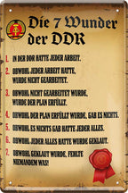 4252024216080 Schilderstore24 	Schilderstore24 Blechschilder sind perfekt als Geschenk zu Weihnachten, Geburtstage, Feiern, Partys, Grillabende, Namenstag, Feiertag, Mädelsabend, Hochzeit. Jederzeit stilvoll im Wohnzimmer, Partykeller, Garage, Praxis, Büro, Café, Hauseingang Gesetze Gewohnheiten Regeln Lebensstil verordnung statut grundsatz altbekannt kultur ''Die 7 Wunder der DDR''		20x30cm