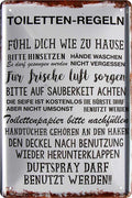 4252024218381 Schilderstore24 Schilderstore24 Blechschilder sind perfekt als Geschenk zu Weihnachten, Geburtstage, Feiern, Partys, Grillabende, Namenstag, Feiertag, Mädelsabend, Hochzeit. Jederzeit stilvoll im Wohnzimmer, Partykeller, Garage, Praxis, Büro, Café, Hauseingang Zuhause WC Open Closed Badezimmer toilette scheißhaus putzen haushalt heim	 ''Toiletten-Regeln. Fühl dich wie zu Hause''		20x30cm