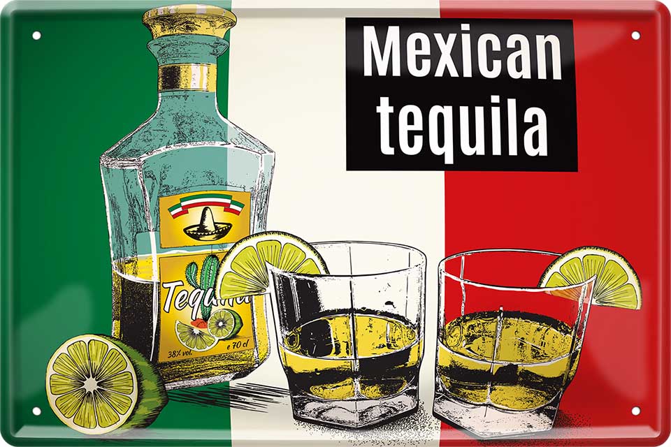 4252024213331 Schilderstore24 	Schilderstore24 Blechschilder sind perfekt als Geschenk zu Weihnachten, Geburtstage, Feiern, Partys, Grillabende, Namenstag, Feiertag, Mädelsabend, Hochzeit. Jederzeit stilvoll im Wohnzimmer, Partykeller, Garage, Praxis, Büro, Café, Hauseingang Alkohol Cocktail Bier Sekt Getränk Bier Alkohol schnaps promille tequila    ''Mexikan tequila (Flagge)''		20x30cm