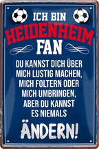 4252024216530 Schilderstore24 Schilderstore24 Blechschilder sind perfekt als Geschenk zu Weihnachten, Geburtstage, Feiern, Partys, Grillabende, Namenstag, Feiertag, Mädelsabend, Hochzeit. Jederzeit stilvoll im Wohnzimmer, Partykeller, Garage, Praxis, Büro, Café, Hauseingang Fußball Mannschaft Verein Bolzen Ball sport liga kicken stadion freizeit	 ''Heidenheim Fan ´20''		20x30cm
