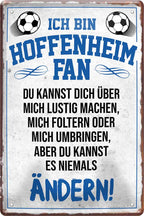 4252024216547 Schilderstore24 Schilderstore24 Blechschilder sind perfekt als Geschenk zu Weihnachten, Geburtstage, Feiern, Partys, Grillabende, Namenstag, Feiertag, Mädelsabend, Hochzeit. Jederzeit stilvoll im Wohnzimmer, Partykeller, Garage, Praxis, Büro, Café, Hauseingang Fußball Mannschaft Verein Bolzen Ball sport liga kicken stadion freizeit	 ''Hoffenheim Fan ´20''		20x30cm