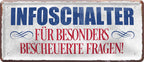 4252024226072 Schilderstore24 Schilderstore24 Blechschilder sind perfekt als Geschenk zu Weihnachten, Geburtstage, Feiern, Partys, Grillabende, Namenstag, Feiertag, Mädelsabend, Hochzeit. Jederzeit stilvoll im Wohnzimmer, Partykeller, Garage, Praxis, Büro, Café, Hauseingang Sarkasmus Ironie Funny Schwarzer Humor faul dumm fun rente lästern teufel	 ''Infoschalter für besonders bescheuerte Fragen''		28x12cm