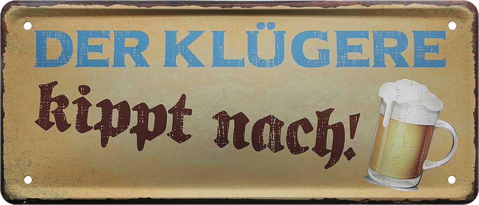 4252024222814 Schilderstore24 Schilderstore24 Blechschilder sind perfekt als Geschenk zu Weihnachten, Geburtstage, Feiern, Partys, Grillabende, Namenstag, Feiertag, Mädelsabend, Hochzeit. Jederzeit stilvoll im Wohnzimmer, Partykeller, Garage, Praxis, Büro, Café, Hauseingang Alkohol Kasten Bier Saufen Getränk Bier Alkohol schaumkrone promille hopfen ''Der Klügere kippt nach'' 28x12cm
