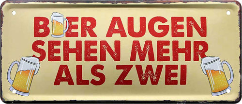 4252024222685 Schilderstore24 Schilderstore24 Blechschilder sind perfekt als Geschenk zu Weihnachten, Geburtstage, Feiern, Partys, Grillabende, Namenstag, Feiertag, Mädelsabend, Hochzeit. Jederzeit stilvoll im Wohnzimmer, Partykeller, Garage, Praxis, Büro, Café, Hauseingang Alkohol Kasten Bier Saufen Getränk Bier Alkohol schaumkrone promille hopfen	 ''Bier Augen sehen mehr als zwei''		28x12cm