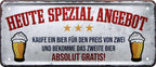 4252024222890 Schilderstore24 Schilderstore24 Blechschilder sind perfekt als Geschenk zu Weihnachten, Geburtstage, Feiern, Partys, Grillabende, Namenstag, Feiertag, Mädelsabend, Hochzeit. Jederzeit stilvoll im Wohnzimmer, Partykeller, Garage, Praxis, Büro, Café, Hauseingang Alkohol Kasten Bier Saufen Getränk Bier Alkohol schaumkrone promille hopfen	 ''Heute spezial Angebot. Ein Bier für den Preis von zwei''		28x12cm