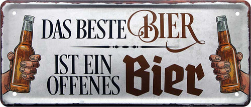 4252024222791 Schilderstore24 Schilderstore24 Blechschilder sind perfekt als Geschenk zu Weihnachten, Geburtstage, Feiern, Partys, Grillabende, Namenstag, Feiertag, Mädelsabend, Hochzeit. Jederzeit stilvoll im Wohnzimmer, Partykeller, Garage, Praxis, Büro, Café, Hauseingang Alkohol Kasten Bier Saufen Getränk Bier Alkohol schaumkrone promille hopfen	 ''Das beste Bier ist ein offenes Bier''		28x12cm