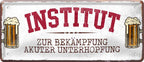 4252024222944 Schilderstore24 	 ''Institut zur Bekämpfung akuter Unterhopfung (grau 2 Bier)''		28x12cm Schilderstore24 Blechschilder sind perfekt als Geschenk zu Weihnachten, Geburtstage, Feiern, Partys, Grillabende, Namenstag, Feiertag, Mädelsabend, Hochzeit. Jederzeit stilvoll im Wohnzimmer, Partykeller, Garage, Praxis, Büro, Café, Hauseingang Alkohol Kasten Bier Saufen Getränk Bier Alkohol schaumkrone promille hopfen
