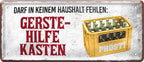 4252024222777 Schilderstore24 	Schilderstore24 Blechschilder sind perfekt als Geschenk zu Weihnachten, Geburtstage, Feiern, Partys, Grillabende, Namenstag, Feiertag, Mädelsabend, Hochzeit. Jederzeit stilvoll im Wohnzimmer, Partykeller, Garage, Praxis, Büro, Café, Hauseingang Alkohol Kasten Bier Saufen Getränk Bier Alkohol schaumkrone promille hopfen ''Darf in keinem Haushalt fehlen Gerstehilfekasten (weiß, gelber Kasten)''		28x12cm