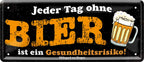 4252024222999 Schilderstore24 Schilderstore24 Blechschilder sind perfekt als Geschenk zu Weihnachten, Geburtstage, Feiern, Partys, Grillabende, Namenstag, Feiertag, Mädelsabend, Hochzeit. Jederzeit stilvoll im Wohnzimmer, Partykeller, Garage, Praxis, Büro, Café, Hauseingang Alkohol Kasten Bier Saufen Getränk Bier Alkohol schaumkrone promille hopfen	 ''Jeder Tag ohne Bier ist ein Gesundheitsrisiko''		28x12cm