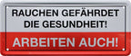 4252024226294 Schilderstore24 	Schilderstore24 Blechschilder sind perfekt als Geschenk zu Weihnachten, Geburtstage, Feiern, Partys, Grillabende, Namenstag, Feiertag, Mädelsabend, Hochzeit. Jederzeit stilvoll im Wohnzimmer, Partykeller, Garage, Praxis, Büro, Café, Hauseingang Sarkasmus Ironie Funny Schwarzer Humor faul dumm fun rente lästern teufel ''Rauchen gefährdet die Gesundheit. Arbeiten auch''		28x12cm
