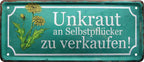 4252024223965 Schilderstore24 	Schilderstore24 Blechschilder sind perfekt als Geschenk zu Weihnachten, Geburtstage, Feiern, Partys, Grillabende, Namenstag, Feiertag, Mädelsabend, Hochzeit. Jederzeit stilvoll im Wohnzimmer, Partykeller, Garage, Praxis, Büro, Café, Hauseingang Zuhause WC Open Closed Badezimmer toilette scheißhaus putzen haushalt heim ''Unkraut an Selbstpflücker zu verkaufen''		28x12cm