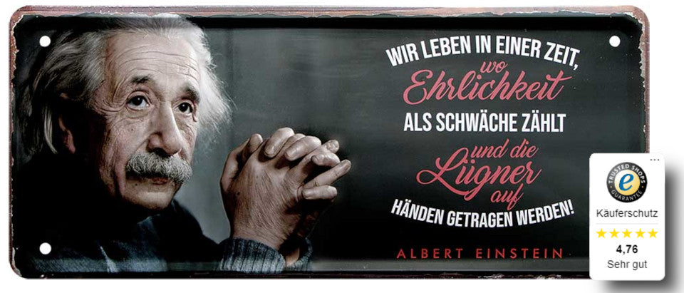 Blechschilder ''Albert Einstein 3 von 4'' 28x12cm diverse Varianten vom beliebten Physiker