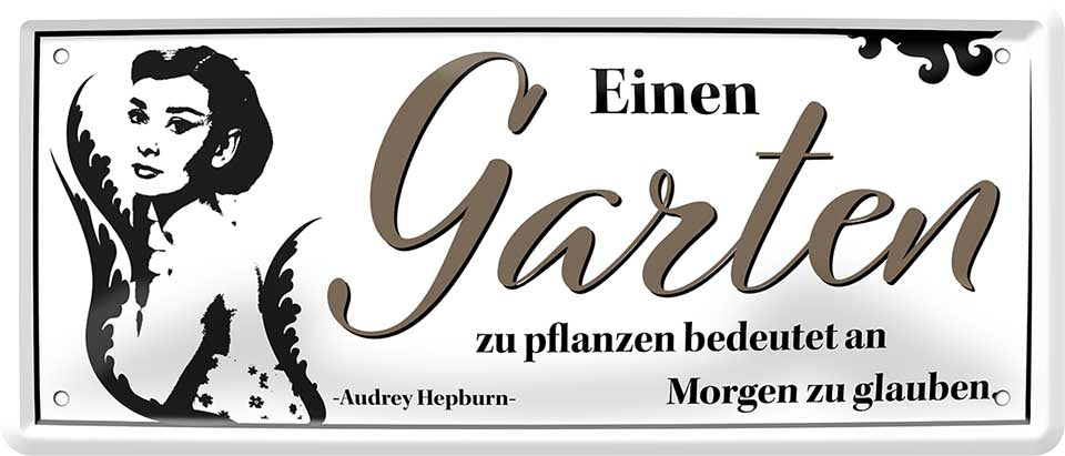 4252024223927 Schilderstore24 	Schilderstore24 Blechschilder sind perfekt als Geschenk zu Weihnachten, Geburtstage, Feiern, Partys, Grillabende, Namenstag, Feiertag, Mädelsabend, Hochzeit. Jederzeit stilvoll im Wohnzimmer, Partykeller, Garage, Praxis, Büro, Café, Hauseingang Garten Haushalt Heim Zuhause Gartenarbeit Hausarbeit Zuhause Blumen ''Einen Garten zu pflanzen bedeutet''		28x12cm