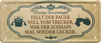 4252024222395 Schilderstore24 	Schilderstore24 Blechschilder sind perfekt als Geschenk zu Weihnachten, Geburtstage, Feiern, Partys, Grillabende, Namenstag, Feiertag, Mädelsabend, Hochzeit. Jederzeit stilvoll im Wohnzimmer, Partykeller, Garage, Praxis, Büro, Café, Hauseingang Alkohol Cocktail Bier Sekt Getränk Bier Alkohol schnaps promille tequila    ''Fällt der Bauer Trecker, war Schnaps mal wieder lecker''		28x12cm