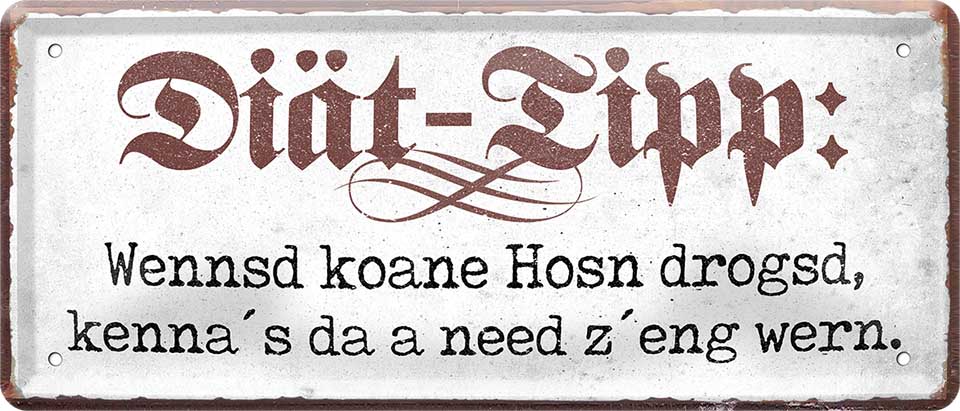 4252024227796 Schilderstore24 	Schilderstore24 Blechschilder sind perfekt als Geschenk zu Weihnachten, Geburtstage, Feiern, Partys, Grillabende, Namenstag, Feiertag, Mädelsabend, Hochzeit. Jederzeit stilvoll im Wohnzimmer, Partykeller, Garage, Praxis, Büro, Café, Hauseingang Küche Haushalt Willkommen Eigenheim heim essen haus kochen herzlich Zuhause putzen ''Diät-Tipp''		28x12cm