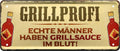 4252024223569 Schilderstore24 	Schilderstore24 Blechschilder sind perfekt als Geschenk zu Weihnachten, Geburtstage, Feiern, Partys, Grillabende, Namenstag, Feiertag, Mädelsabend, Hochzeit. Jederzeit stilvoll im Wohnzimmer, Partykeller, Garage, Praxis, Büro, Café, Hauseingang Lebensmittel Kaffee Kuchen Tee Grill crepes teigware süßigkeit essen grill wurst ''Grillprofi. Echte Männer haben Grillsauce im Blut''		28x12cm