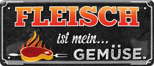 4252024223514 Schilderstore24 Schilderstore24 Blechschilder sind perfekt als Geschenk zu Weihnachten, Geburtstage, Feiern, Partys, Grillabende, Namenstag, Feiertag, Mädelsabend, Hochzeit. Jederzeit stilvoll im Wohnzimmer, Partykeller, Garage, Praxis, Büro, Café, Hauseingang Lebensmittel Kaffee Kuchen Tee Grill crepes teigware süßigkeit essen grill wurst	 ''Fleisch ist mein Gemüse''		28x12cm