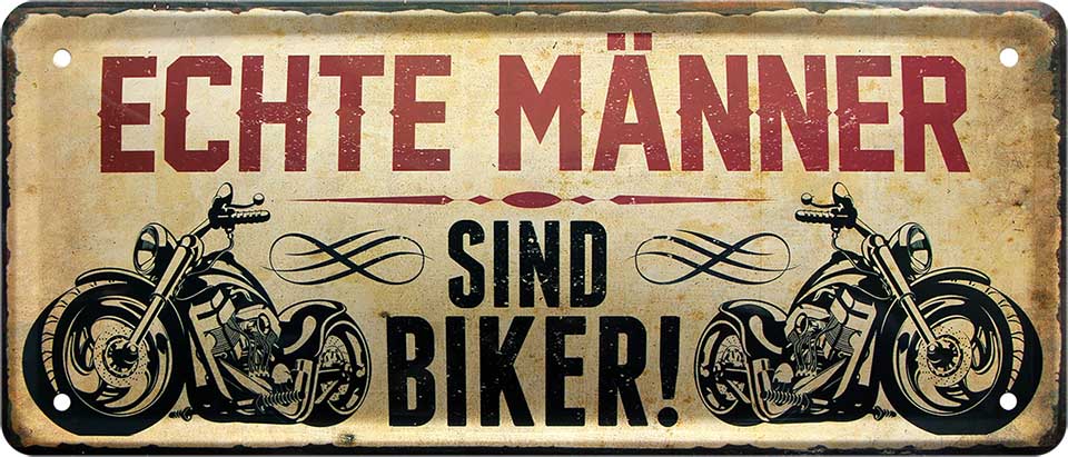 4252024225365 Schilderstore24 Schilderstore24 Blechschilder sind perfekt als Geschenk zu Weihnachten, Geburtstage, Feiern, Partys, Grillabende, Namenstag, Feiertag, Mädelsabend, Hochzeit. Jederzeit stilvoll im Wohnzimmer, Partykeller, Garage, Praxis, Büro, Café, Hauseingang Mechaniker Auto Motorrad Werkstatt auto werkstatt tüfteln schrauber	 ''Echte Männer sind Biker''		28x12cm