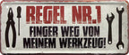 4252024225402 Schilderstore24 Schilderstore24 Blechschilder sind perfekt als Geschenk zu Weihnachten, Geburtstage, Feiern, Partys, Grillabende, Namenstag, Feiertag, Mädelsabend, Hochzeit. Jederzeit stilvoll im Wohnzimmer, Partykeller, Garage, Praxis, Büro, Café, Hauseingang Mechaniker Auto Motorrad Werkstatt auto werkstatt tüfteln schrauber	 ''Regel NR.1 Finger weg von meinem Werkzeug''		28x12cm