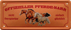 4252024224795 Schilderstore24 	Schilderstore24 Blechschilder sind perfekt als Geschenk zu Weihnachten, Geburtstage, Feiern, Partys, Grillabende, Namenstag, Feiertag, Mädelsabend, Hochzeit. Jederzeit stilvoll im Wohnzimmer, Partykeller, Garage, Praxis, Büro, Café, Hauseingang Nutztier Pferd Reiten Pony Stall sattel ausreiten pferd tier landwirtschaft ''Offizieller Pferden-Narr (braun)''		28x12cm