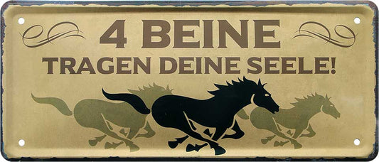 4252024224757 Schilderstore24 Schilderstore24 Blechschilder sind perfekt als Geschenk zu Weihnachten, Geburtstage, Feiern, Partys, Grillabende, Namenstag, Feiertag, Mädelsabend, Hochzeit. Jederzeit stilvoll im Wohnzimmer, Partykeller, Garage, Praxis, Büro, Café, Hauseingang Nutztier Pferd Reiten Pony Stall sattel ausreiten pferd tier landwirtschaft	 ''4 Beine tragen deine Seele (3 pferde)''		28x12cm